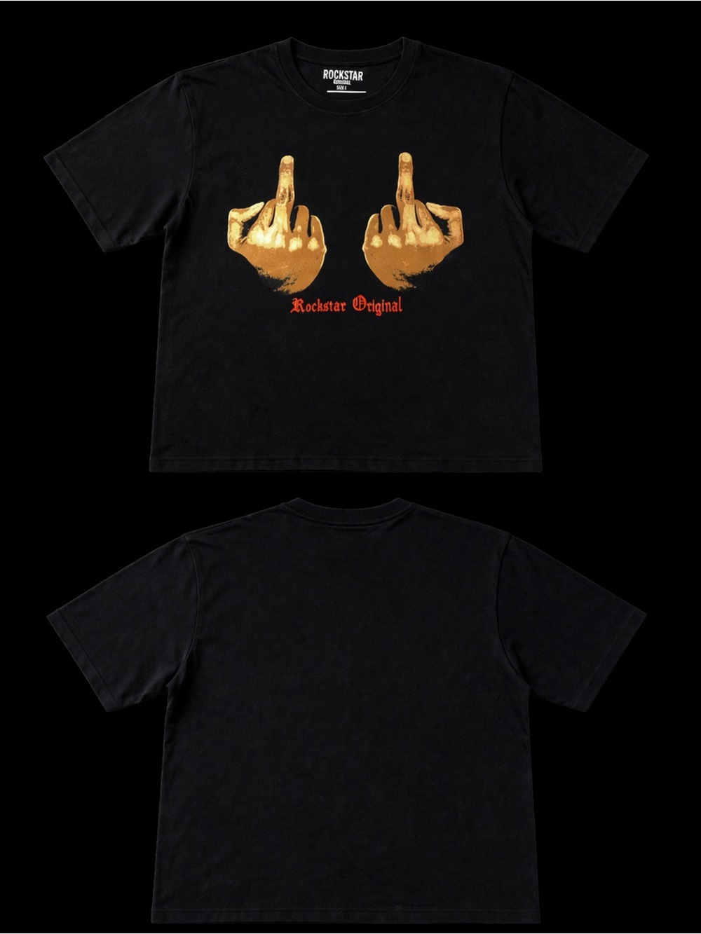 Kids Black Graphic Tee with Gold Print